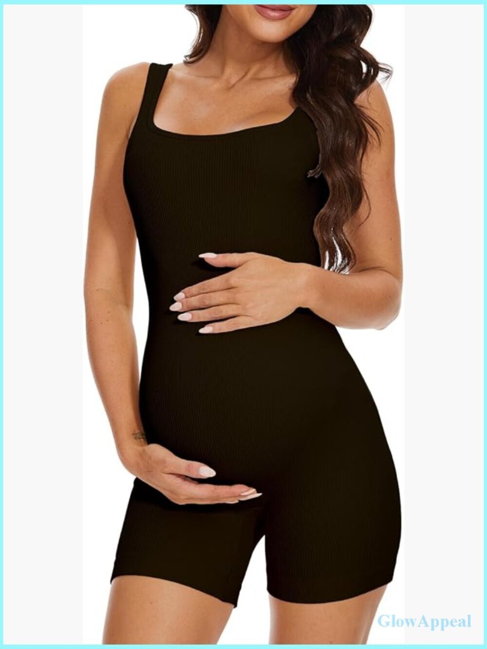 Maternity Workout Romper Seamless Yoga Jumpsuit Ribbed Tank Top
